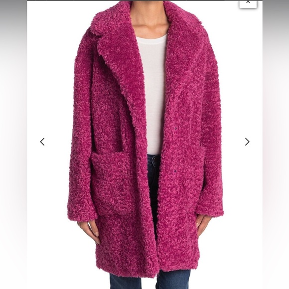 Bcbgeneration hot pink fuchsia Borg teddy coat - Picture 2 of 6